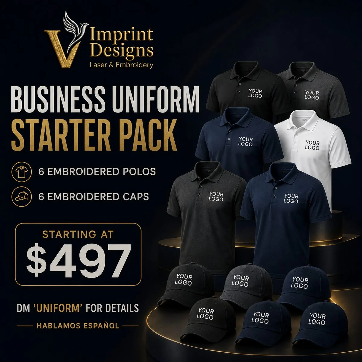 Business Uniform Starter Pack — embroidered polos and caps