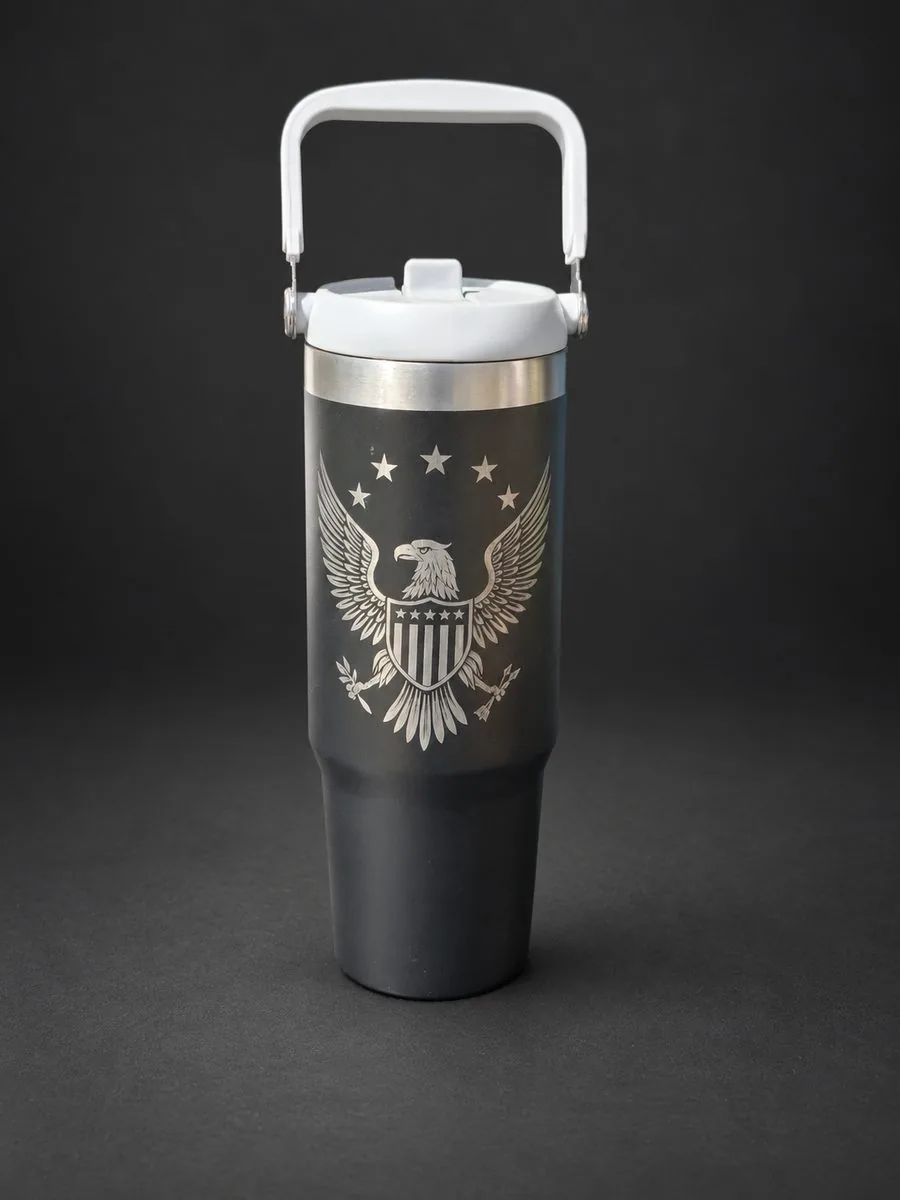 Custom laser engraved stainless steel tumbler