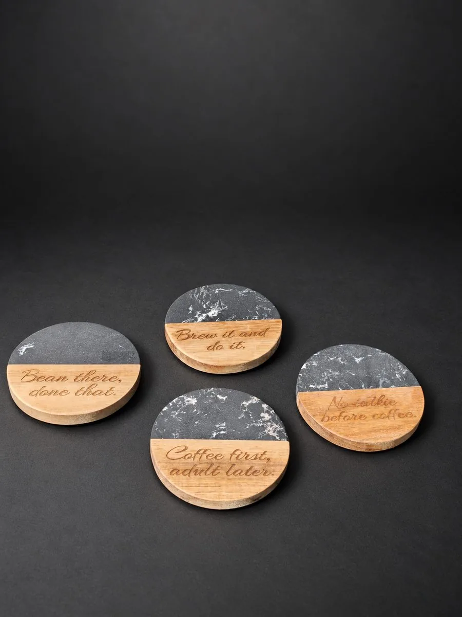 Personalized wood and slate coaster laser engraved with scripture