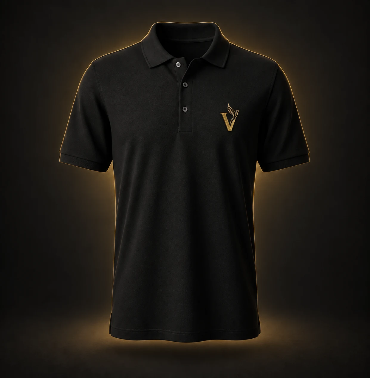Custom embroidered polo shirt with V Imprint Designs logo
